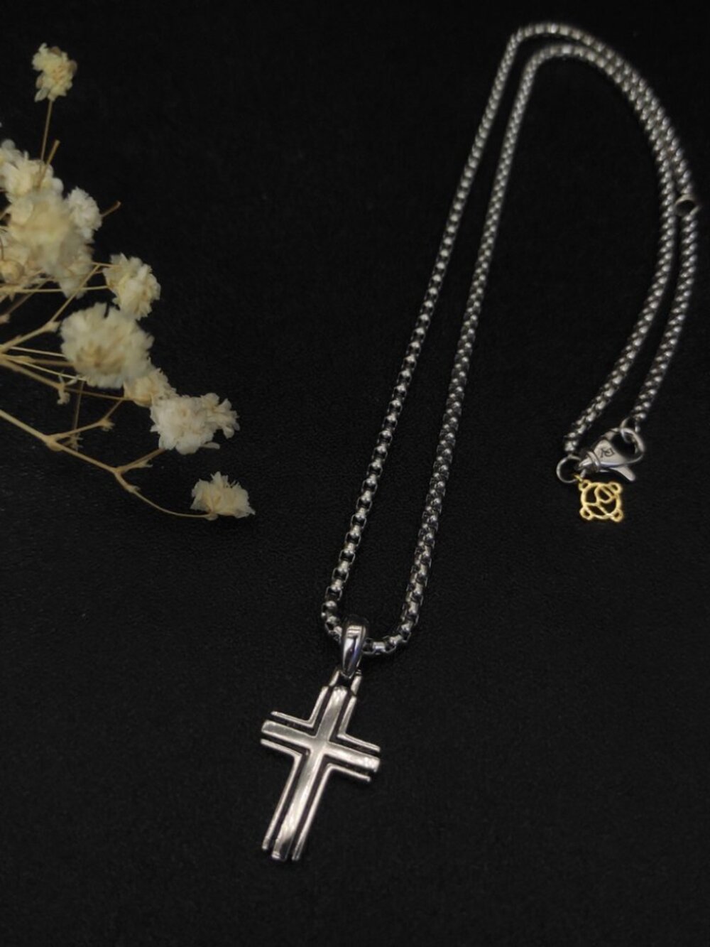 David Yurman Black-edged Cross Necklace